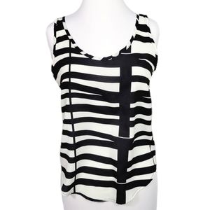 Zippered Sleeveless Striped Top